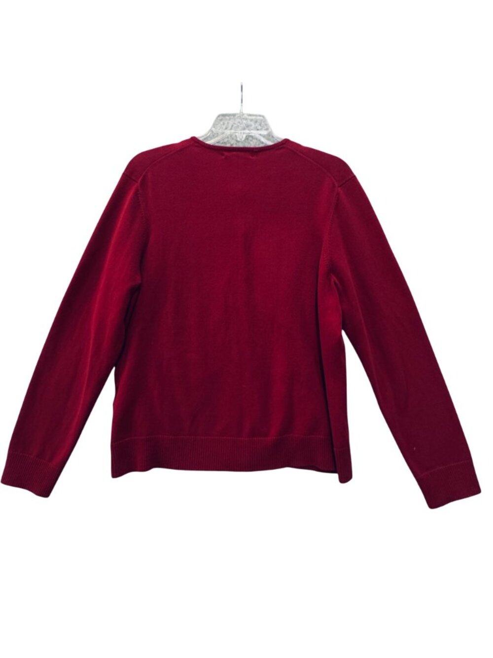 Vintage Lands End 1987 Drifter Cardigan Cotton Cranberry Size 10 Shell Buttons - Picture 3 of 16